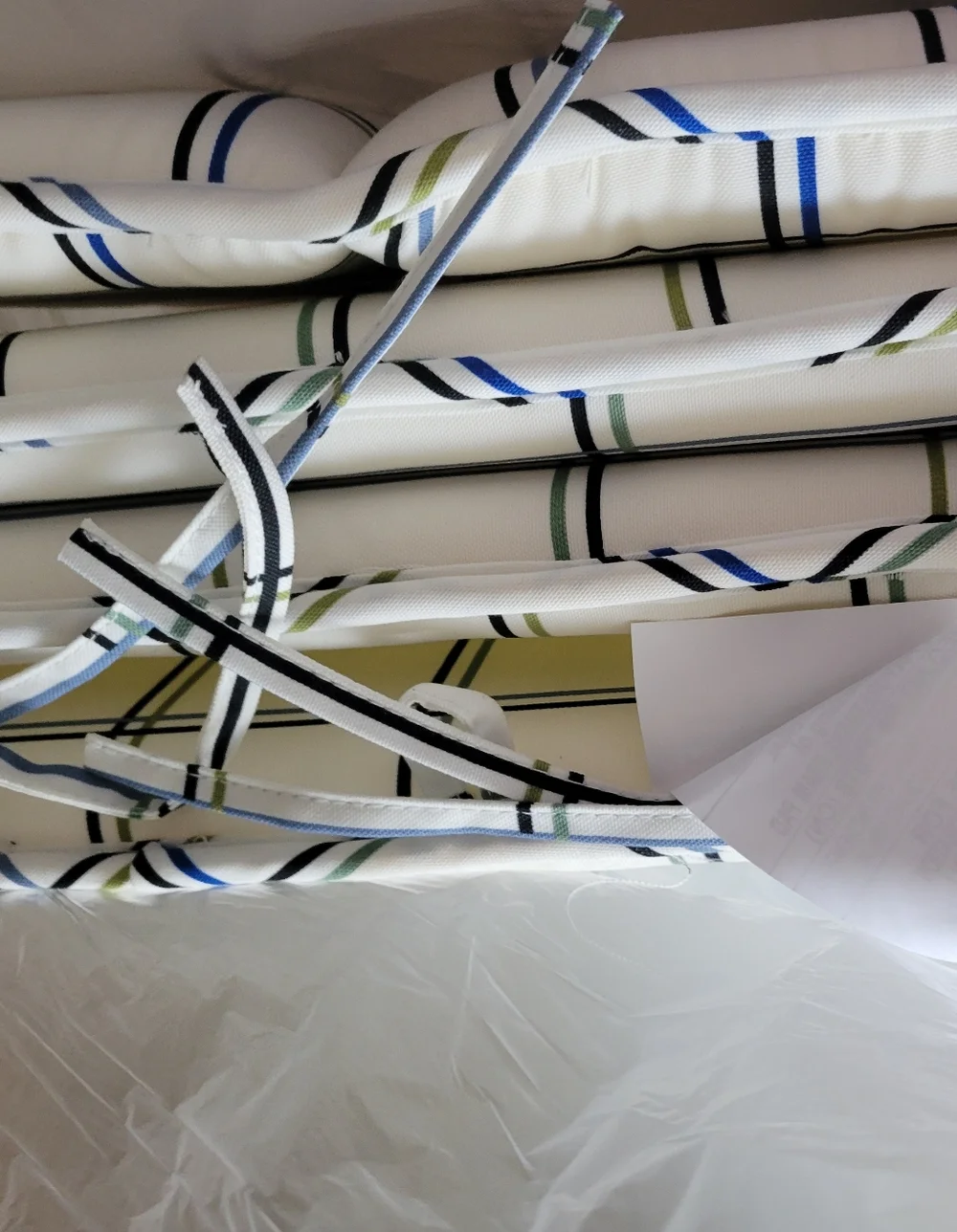 4 Pk Outdoor 16x16 Plaid Seat Cushion in White, Blue & Green